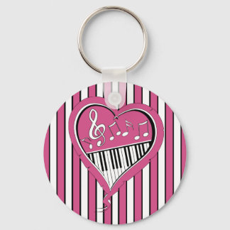 Llavero Elegante Piano Music Notes en rosa, negro y blanco