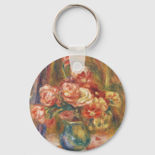 Llavero Elegante pintura de rosa Renoir con estilo shabby