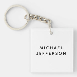 Llavero Elegante Plano Negro Blanco Personalizado