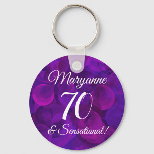 Llavero Elegante púrpura 70 y fiesta sensacional de cumpl