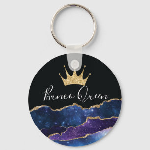 Llavero Elegante Purpurina Girly Gold Crown Bunco Queen