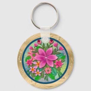 Llavero Elegante ramo botánico de flores de acuarela de pr