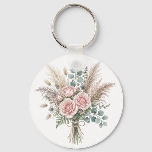Llavero Elegante ramo floral Boho Blush Pink de cojín