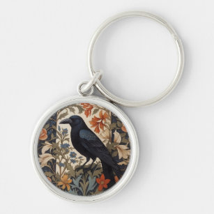Llavero Elegante Raven Negro William Morris Inspirado Flor