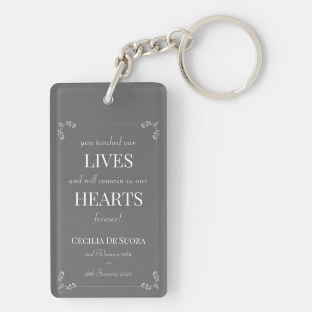 Llavero Elegante recuerdo de Personalizado en memoria de l (Atrás)