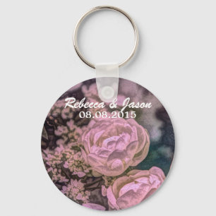 Llavero elegante rosa de jardín de verano boda
