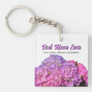 Llavero Elegante rosa morado azul floral Mejor mamá de tod