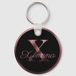 Llavero Elegante Rosa personalizado Monograma de oro X