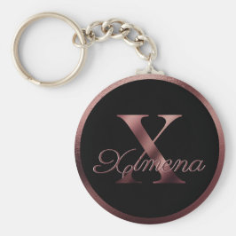Llavero Elegante Rosa personalizado Monograma de oro X