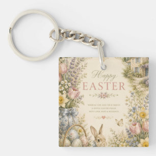 Llavero Elegante saludo de Pascua del campo francés vintag