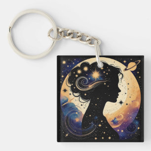 Llavero Elegante Silueta de Mujer Celestial