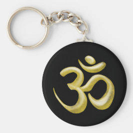 Llavero Elegante Símbolo de sánscrito de oro negro Om