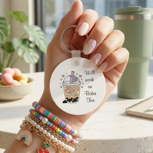 Llavero elegante suave té de burbujas cool estético