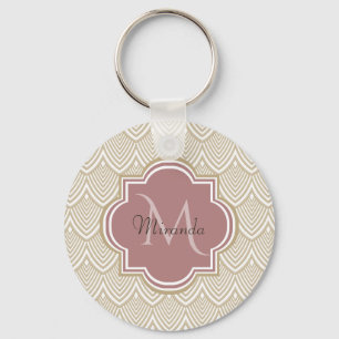 Llavero Elegante Tan Arcos Vieiras Mauve Monograma Nombre