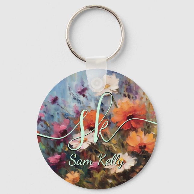 Llavero elegante tema floral Keychain (Anverso)