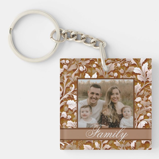 Llavero Elegante terracota vintage boho floral (Frente)