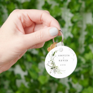 Llavero Elegante Tierra Verde Nombres Personalizados Fecha