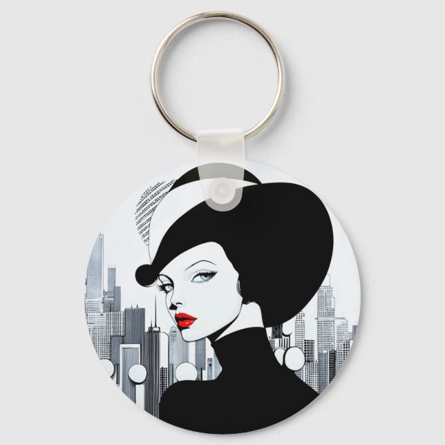 Llavero Elegante Uptown Chica New York High Society (Anverso)