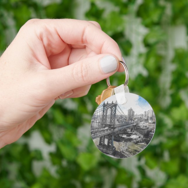 Llavero Elegante Watercolor Brooklyn Bridge NYC (Mano)