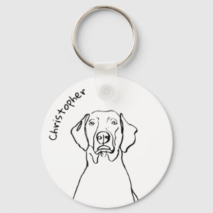 Llavero Elegante Weimaraner: Tu texto, tu estilo