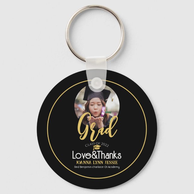 Llavero Elegante y sencillo tapón de oro de Graduación Gra (Anverso)