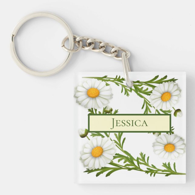 Llavero Elegantes Daisies Cortados (Frente)