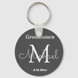 Llavero elegantes groomsmen personalizados blanco negro