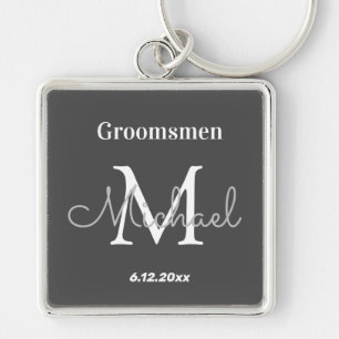 Llavero elegantes groomsmen personalizados negro blanco