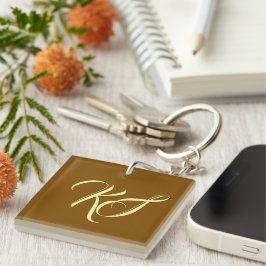 Llavero Elegantes iniciales personalizadas marrones monogr