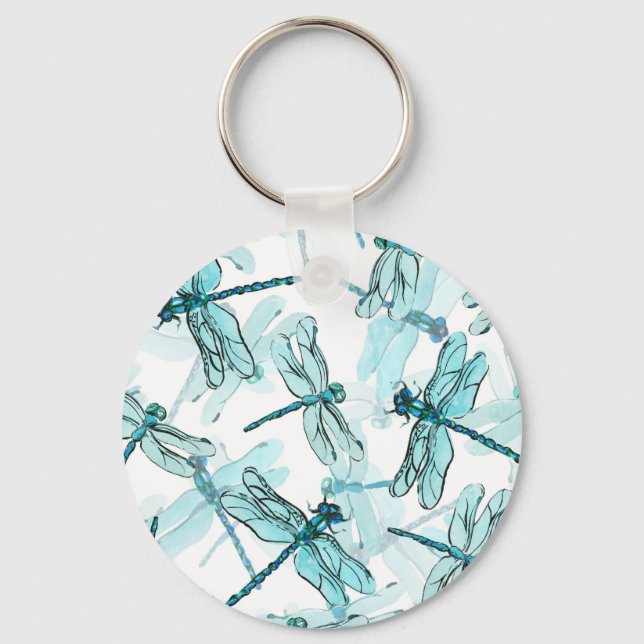 Llavero Elegantes libélulas: Maravilla de color de agua (Anverso)