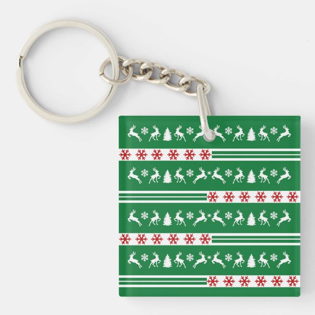 Llavero Elegantes líneas de copos de nieve para renos (Frente)