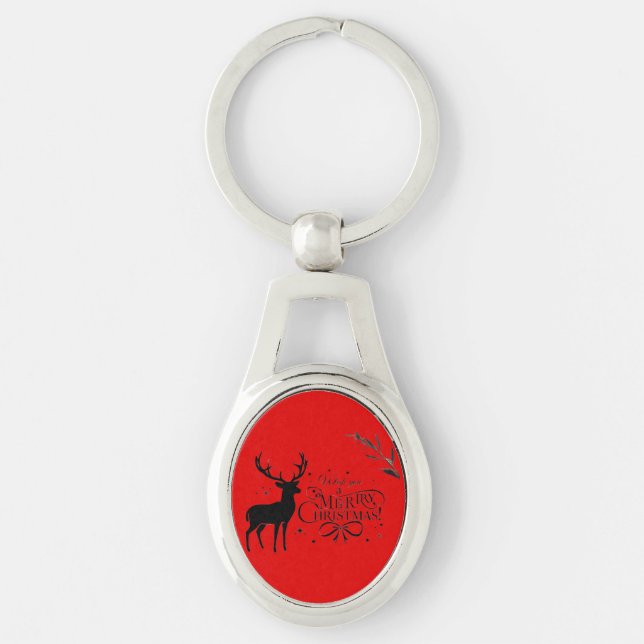 Llavero Elegantes Navidades Reindeer Art con deseos de vac (Anverso)