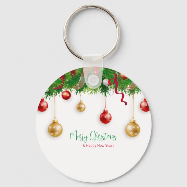 Llavero Elegantes Navidades Wreath Boarder con adornos (Anverso)