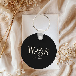Llavero Elegantes parejas de bodas negros iniciales