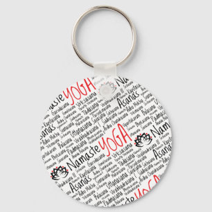 Llavero Elegantes posiciones de yoga negro y rojo Lotus Bl