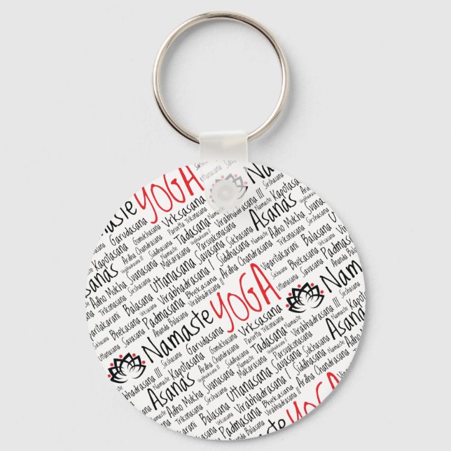 Llavero Elegantes posiciones de yoga negro y rojo Lotus Bl (Anverso)