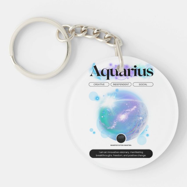 Llavero Elemento Aire De Cita De Rótulo Zodiaco Moderno (Frente)