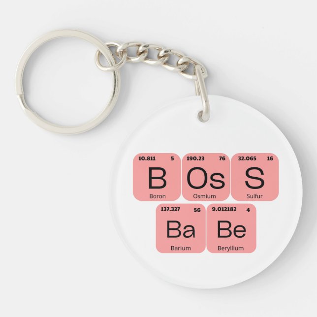 Llavero Elemento de tabla periódica Babe Pink Boss (Frente)