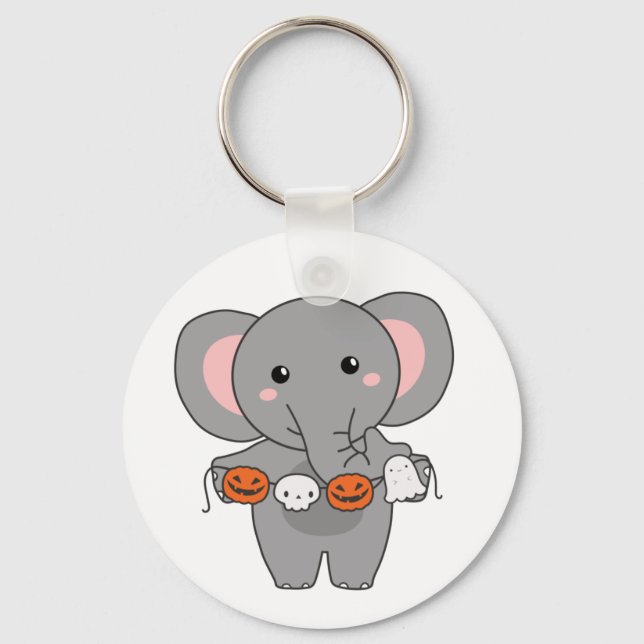 Llavero Elephant Happy Halloween Calabaza Bat Costume Keym (Anverso)