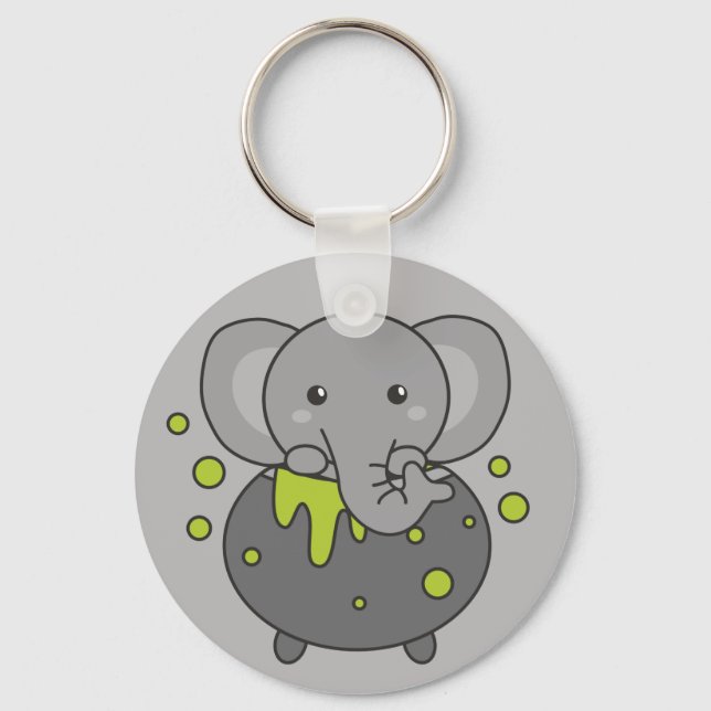 Llavero Elephant Happy Halloween Cauldron Bat Keychain (Anverso)
