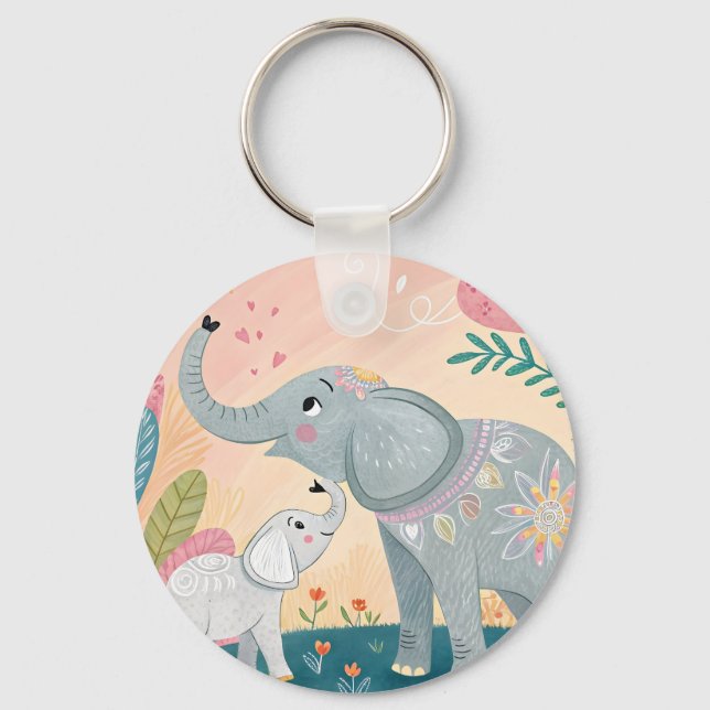 Llavero Elephant Mom and Baby (Anverso)
