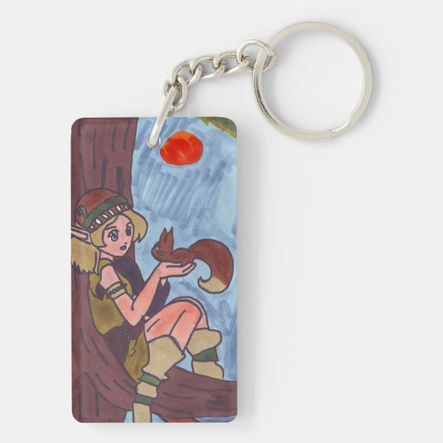 Llavero Elfo De Madera Con Ardilla (Atrás)