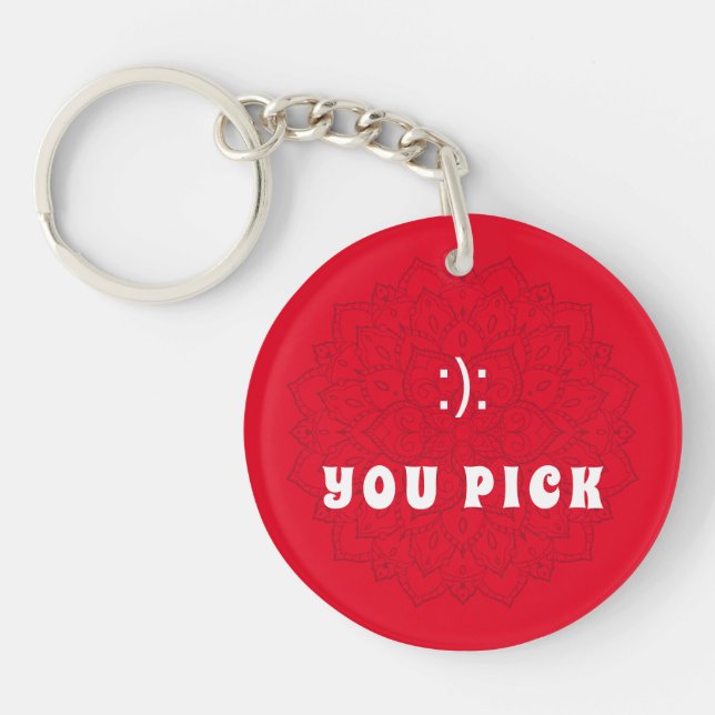 Llavero Elige Emoticon Red Mandala Keychain (Frente)
