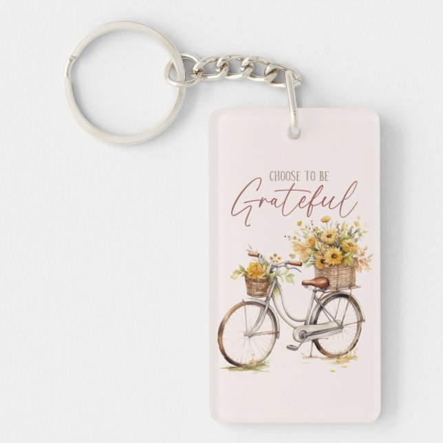 Llavero Elige estar agradecido - Bicicleta y caída rusa (Frente)