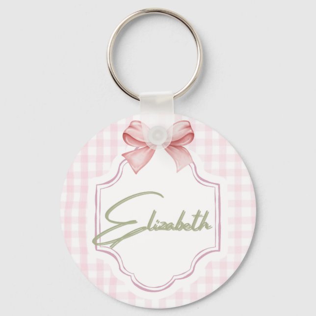 Llavero Elizabeth Baby Nursery Gingham Personalizada (Anverso)