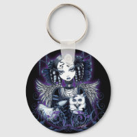 Elizabeth White Persian Cat Angel Keychain