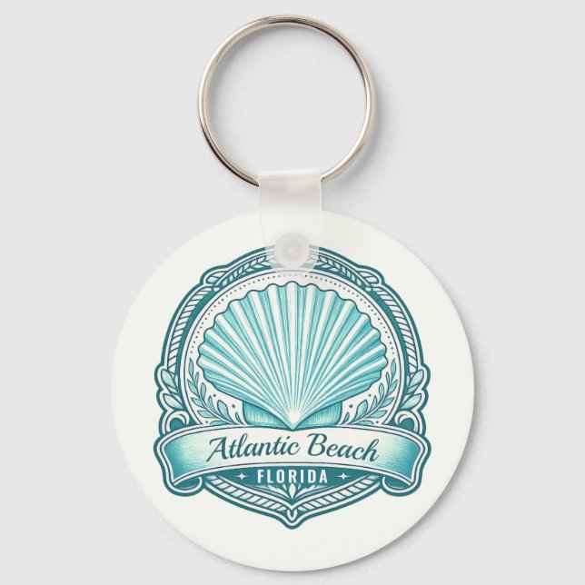 Llavero Emblema Costero de Atlantic Beach FL de Conchas (Anverso)