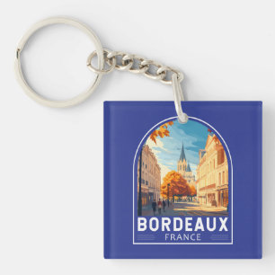 Llavero Emblema de arte de viajes de Burdeos France