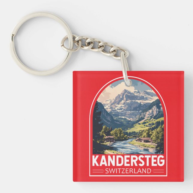 Llavero Emblema de arte de viajes de Kandersteg Suiza (Frente)