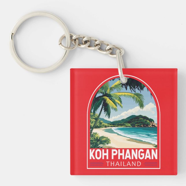 Llavero Emblema de arte de viajes de Koh Phangan Tailandia (Frente)